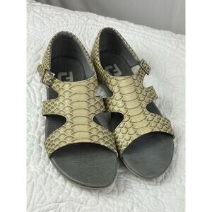 FJ Foot Joy Women's Size 7M Beige Naples Spikeless Golf Snakeprint Sandals